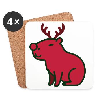 Rotes Rentier Weihnachten Icon - Untersetzer (4er-Set) - Weiß - Vorne