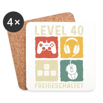 Level 40 freigeschaltet 40. Geburtstag 40 Jahre - Untersetzer (4er-Set) - Weiß - Vorne