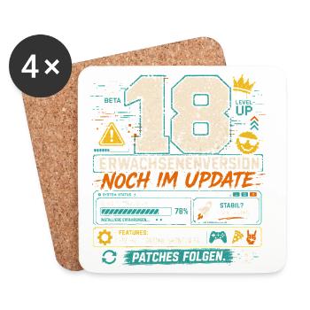 18 Geburtstag Volljährig Gaming Geschenk Humor - Untersetzer (4er-Set) - Weiß - Vorne