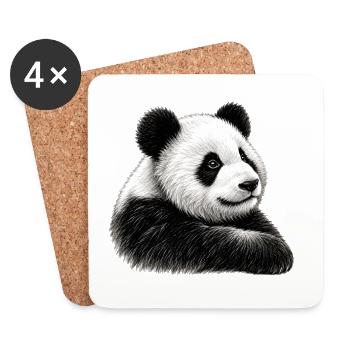 Panda Illustration - Untersetzer (4er-Set) - Weiß - Vorne