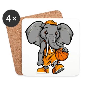 Basketball Elefant - Untersetzer (4er-Set) - Weiß - Vorne