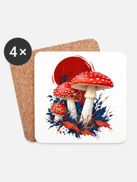 Fly Agaric Rotes Sonnenhemd - Untersetzer (4er-Set) - Weiß
