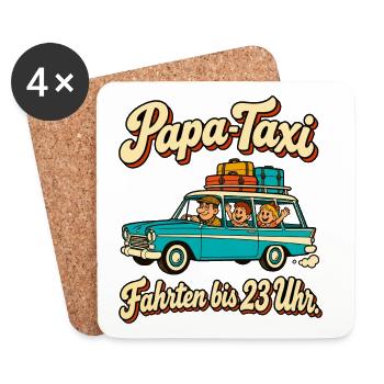 Papa-Taxi Fahrten bis 23 Uhr - Untersetzer (4er-Set) - Weiß - Vorne