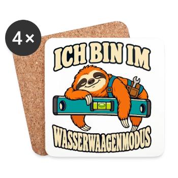 Ich bin im Wasserwaagenmodus – Faultier Heimwerker - Untersetzer (4er-Set) - Weiß - Vorne