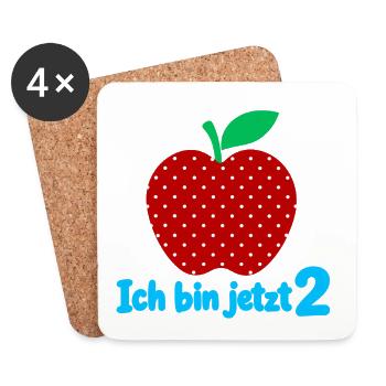 Ich bin jetzt 2 mit Apfelmotiv - Untersetzer (4er-Set) - Weiß - Vorne