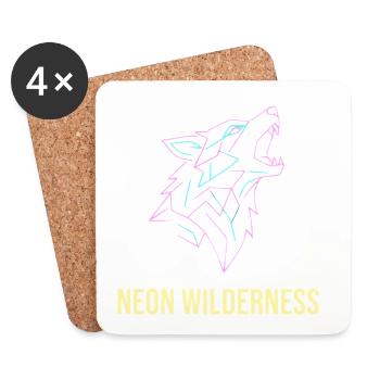 Wolf Neon Wilderness - Untersetzer (4er-Set) - Weiß - Vorne