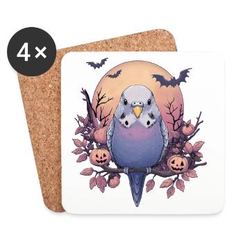 Wellensittich Halloween - Untersetzer (4er-Set) - Weiß - Vorne