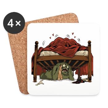 Monster unter dem Bett - Untersetzer (4er-Set) - Weiß - Vorne