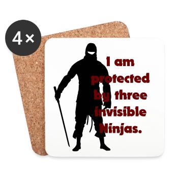 I am protected by three invisible ninjas - Coasters (set of 4) - white - Front