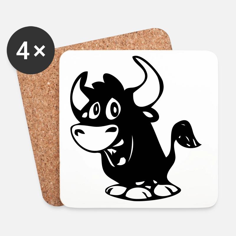 Stier - Untersetzer (4er-Set) - Weiß