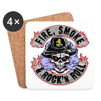 Fire, Smoke and Rock n Roll - Coasters (set of 4) - white - Front
