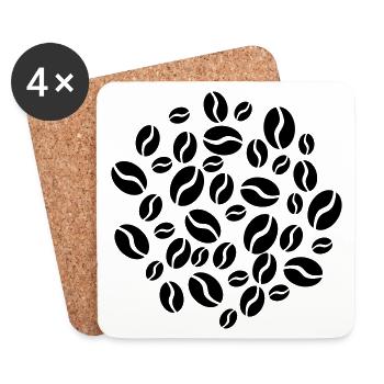 Cercle de grains de café - Dessous de verre (lot de 4) - blanc - Devant