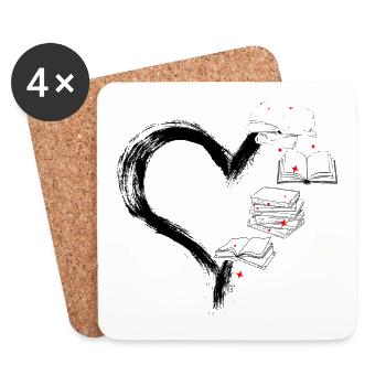 Heart With Books - Coasters (set of 4) - white - Front