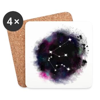 Verseau/ Aquarius Signe astrologique dans l’univers - Dessous de verre (lot de 4) - blanc - Devant