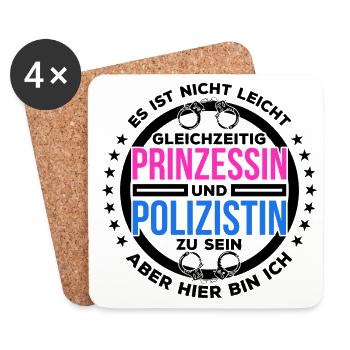 Ist Nicht Leicht Polizistin Und Prinzessin zu sein - Untersetzer (4er-Set) - Weiß - Vorne