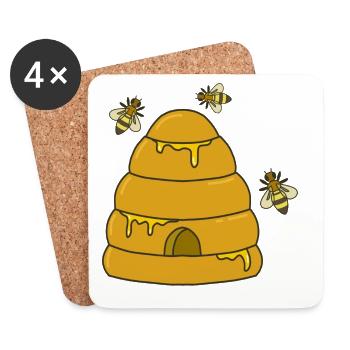 Bienen Bienen Bienen Honig - Untersetzer (4er-Set) - Weiß - Vorne