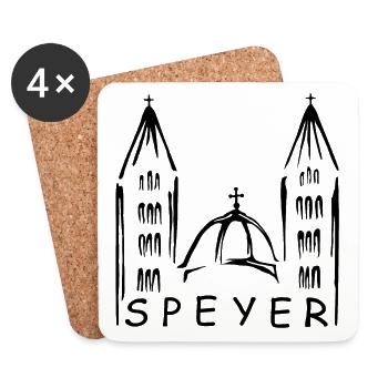 Speyer Dom, Speyer, Geschenk, Geschenidee - Untersetzer (4er-Set) - Weiß - Vorne