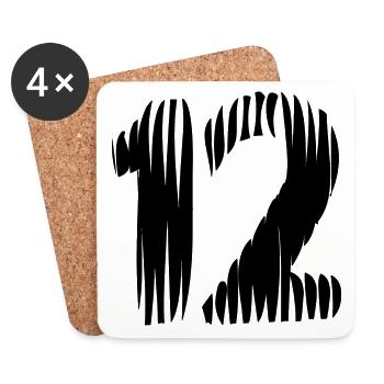 12 Zahl Trikot - Untersetzer (4er-Set) - Weiß - Vorne