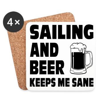 Sailing And Beer Keeps My Sane Sailboat Captain Sh - Untersetzer (4er-Set) - Weiß - Vorne