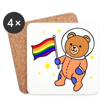Gay Bear In Space Gay Pride Gift - Coasters (set of 4) - white - Front