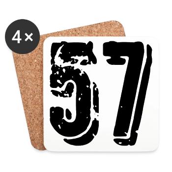 57 Zahl Trikot - Untersetzer (4er-Set) - Weiß - Vorne