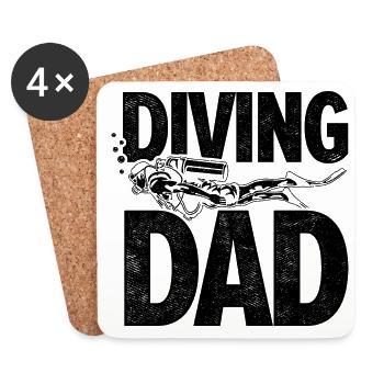 Diving Dad Scuba Diver Underwater Snorkeling Divin - Untersetzer (4er-Set) - Weiß - Vorne