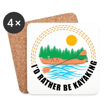 I'd Rather Be Kayaking Canoe Kayak Rower Rowing Pa - Untersetzer (4er-Set) - Weiß - Vorne