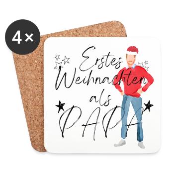 Erstes Weihnachten als Papa _ 1 - Untersetzer (4er-Set) - Weiß - Vorne