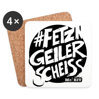 #FETZNGEILERSCHEISS - JETZT GEHTS RUND - Untersetzer (4er-Set) - Weiß - Vorne