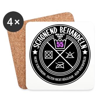 Schonend behandeln Sack 55 | Farben änderbar - Untersetzer (4er-Set) - Weiß - Vorne
