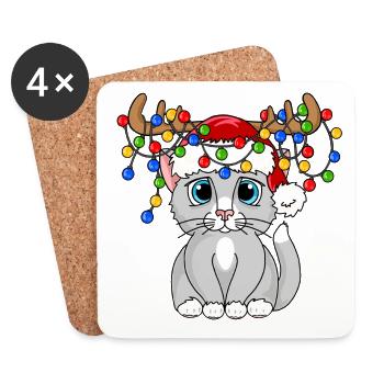 Christmas kitty - Coasters (set of 4) - white - Front