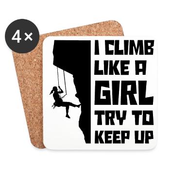 I Climb Like A Girl Try To Keep Up Bouldering Clim - Untersetzer (4er-Set) - Weiß - Vorne