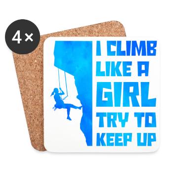 I Climb Like A Girl Try To Keep Up Bouldering Clim - Untersetzer (4er-Set) - Weiß - Vorne