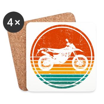 Retro Graphic Dirt Biker Motorcycle Enduro Motocro - Untersetzer (4er-Set) - Weiß - Vorne
