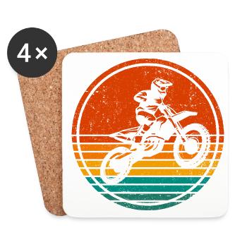 Retro Graphic Dirt Biker Motorcycle Enduro Motocro - Untersetzer (4er-Set) - Weiß - Vorne