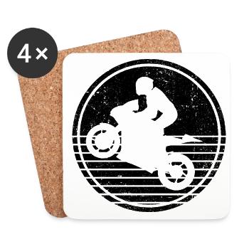 Retro Graphic Dirt Biker Motorcycle Enduro Motocro - Untersetzer (4er-Set) - Weiß - Vorne