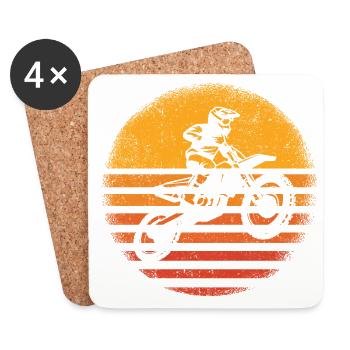 Retro Graphic Dirt Biker Motorcycle Enduro Motocro - Untersetzer (4er-Set) - Weiß - Vorne