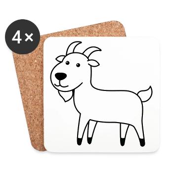 Chèvre de montagne Comic Animal - Dessous de verre (lot de 4) - blanc - Devant
