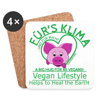 Vegan weibl.Schwein Klima Planet Retten SabineVega - Untersetzer (4er-Set) - Weiß - Vorne