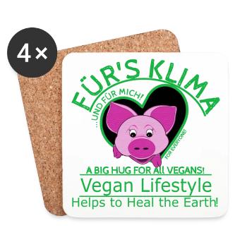 Vegan weibl.Schwein Klima Planet Retten SabineVega - Untersetzer (4er-Set) - Weiß - Vorne