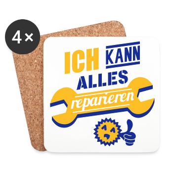 Ich kann alles reparieren (Schriftzug) - Untersetzer (4er-Set) - Weiß - Vorne