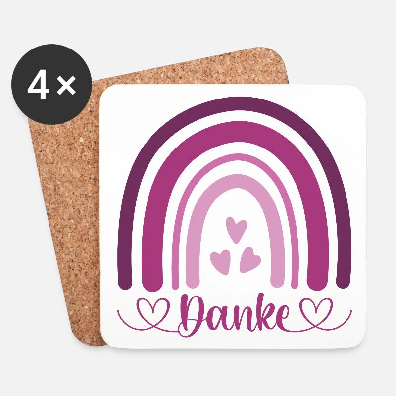 Danke Regenbogen - Untersetzer (4er-Set) - Weiß