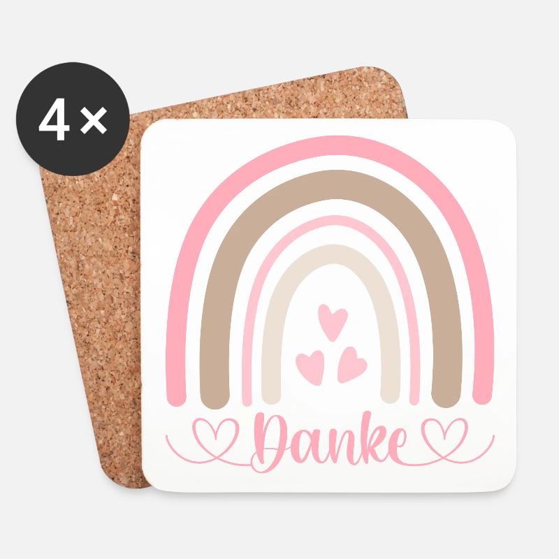Danken - Danke sagen - Boho Regenbogen - Danke - Untersetzer (4er-Set) - Weiß