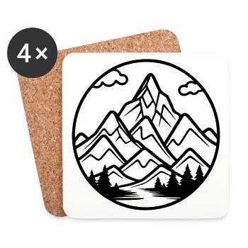 Mountains symbol nature - Coasters (set of 4) - white - Front