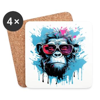 Party gorilla with sunglasses - Coasters (set of 4) - white - Front