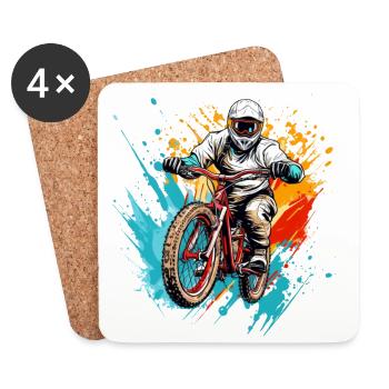 BMX Fahrer in eindrucksvollen Farben - Untersetzer (4er-Set) - Weiß - Vorne