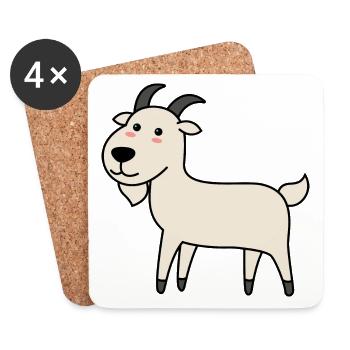 Chèvre de montagne Comic Animal - Dessous de verre (lot de 4) - blanc - Devant