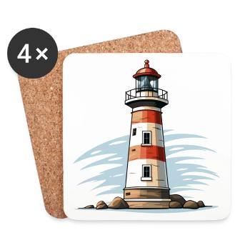 Lighthouse by the sea - Coasters (set of 4) - white - Front
