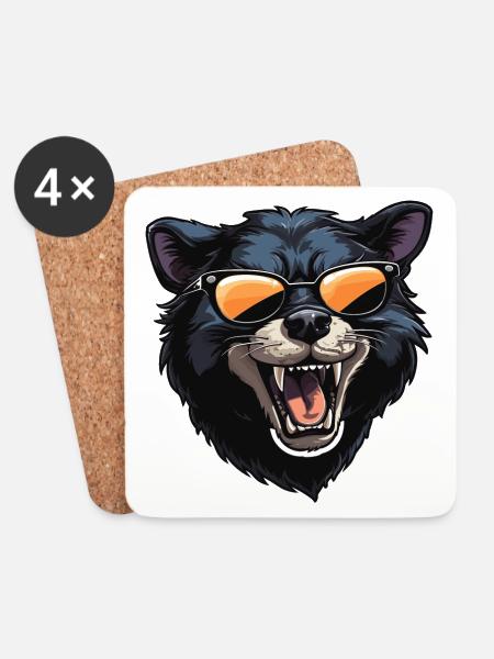 Tasmanian devil with sunglasses - Coasters (set of 4) - white