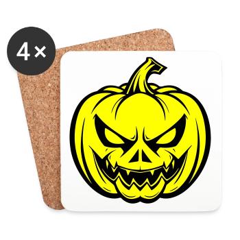 Halloween Pumpkin Face Creepy - Coasters (set of 4) - white - Front